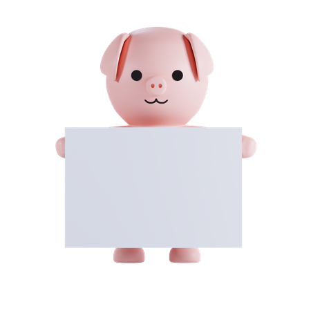 Porco segurando cartaz  3D Icon
