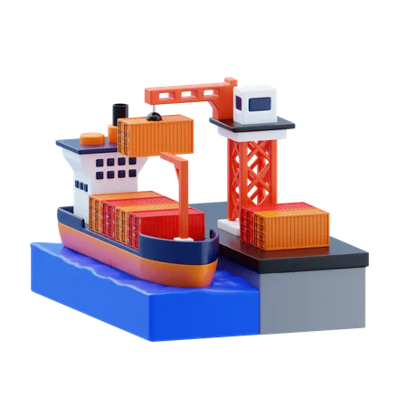 Port Operations  3D Icon