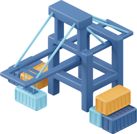 Port With Container  3D Icon