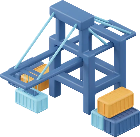Port With Container  3D Icon