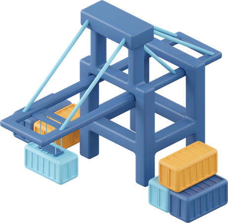 Port With Container  3D Icon