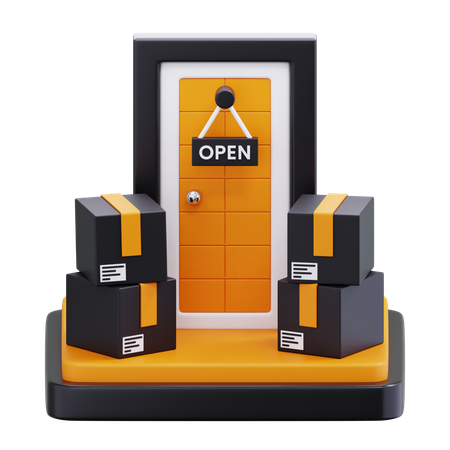 Porta com encomendas de entrega  Ícone 3D