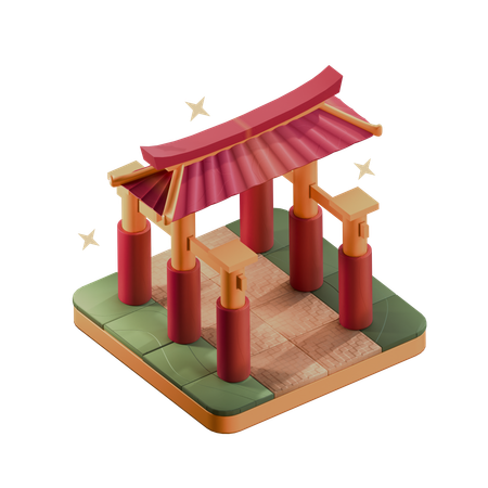 Portão chinês  3D Icon