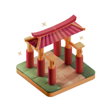 Portão chinês  3D Icon