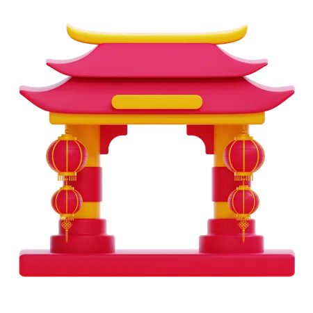 Portão chinês  3D Icon