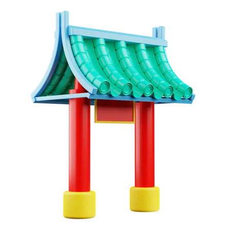 Portão do templo chinês  3D Illustration