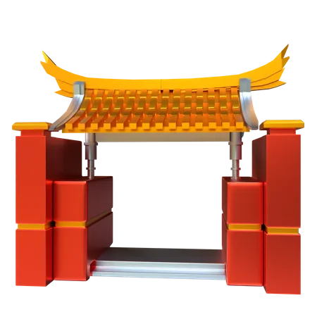 Portão do templo chinês  3D Icon