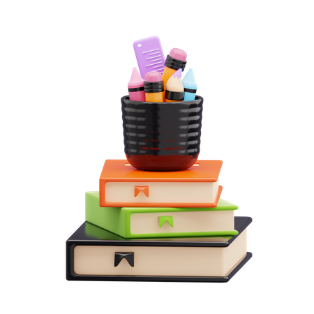 Support de papeterie sur les livres  3D Icon