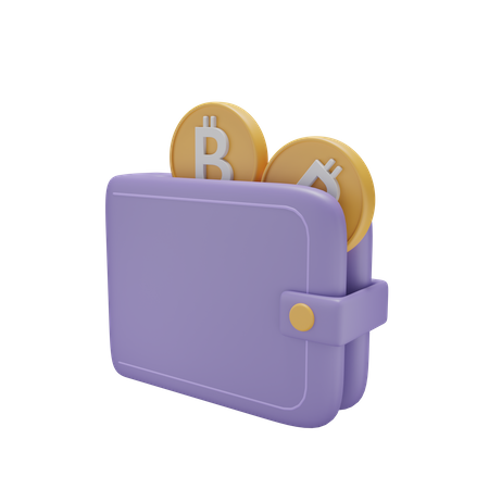 Portefeuille avec cryptocoin  3D Icon