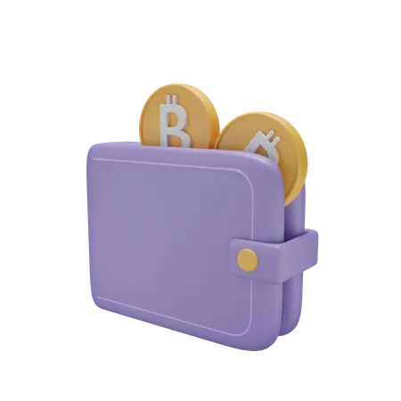 Portefeuille avec cryptocoin  3D Icon