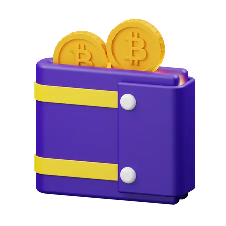 Portefeuille Bitcoin  3D Illustration