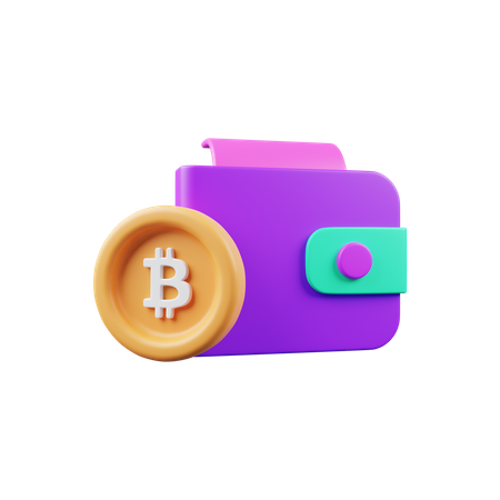 Portefeuille Bitcoin  3D Illustration