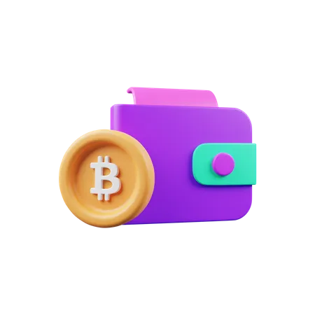 Portefeuille Bitcoin  3D Illustration