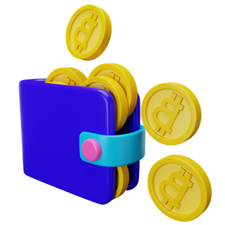 Portefeuille Bitcoin  3D Illustration