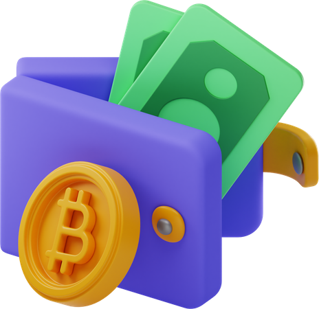 Portefeuille Bitcoin  3D Illustration