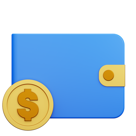 Portefeuille, dollar, argent  3D Icon