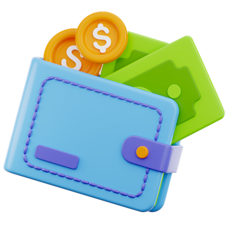Portefeuille et argent  3D Icon