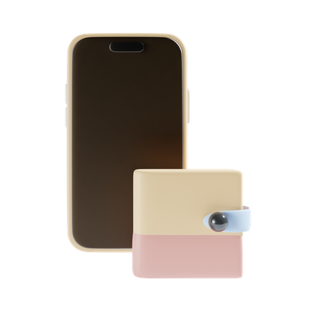 Portefeuille et smartphone  3D Icon