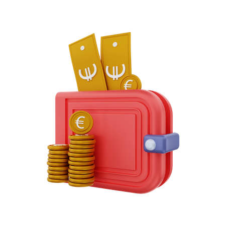 Portefeuille en euros  3D Illustration