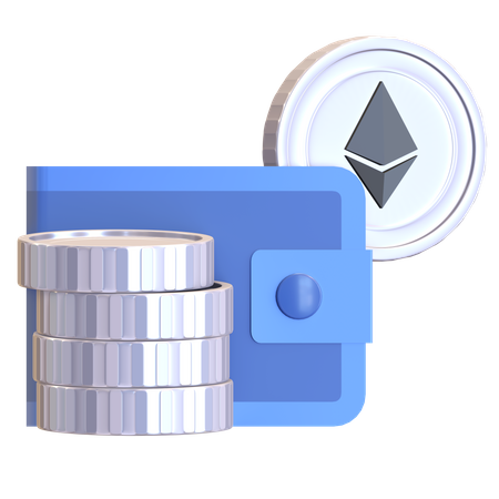 Portefeuille numérique Ethereum  3D Illustration