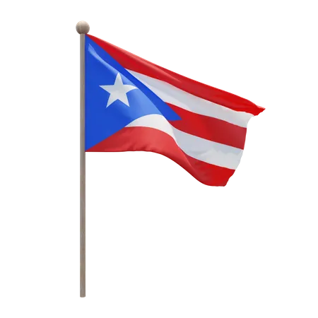 Mât de drapeau de Porto Rico  3D Flag
