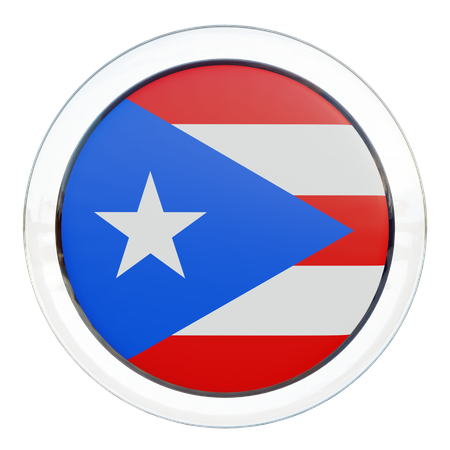 Drapeau rond de Porto Rico  3D Icon