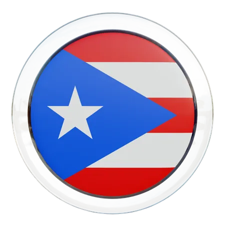 Drapeau rond de Porto Rico  3D Icon