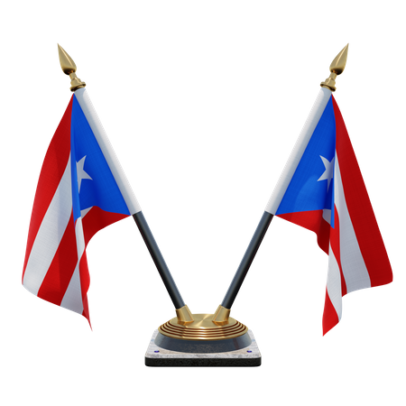 Suporte de bandeira de mesa dupla de Porto Rico  3D Flag