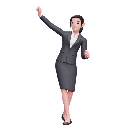 Portrait Of Business Woman In Suit Dancing Pose 3D Illustration