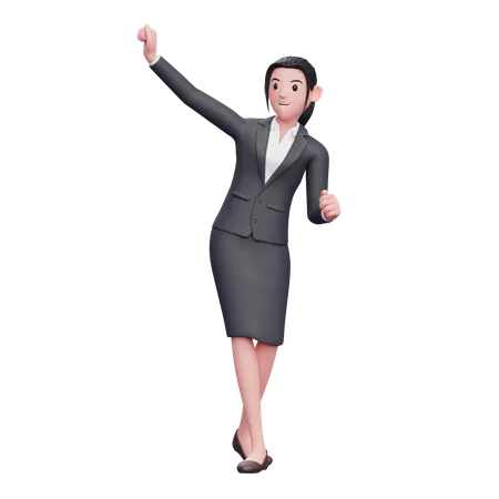 Business Woman In Suit Dancing 3D Illustration