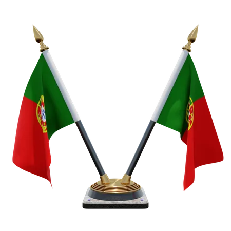 Portugal Double Desk Flag Stand  3D Flag