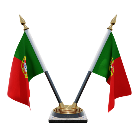 Portugal Double (V) Desk Flag Stand  3D Icon