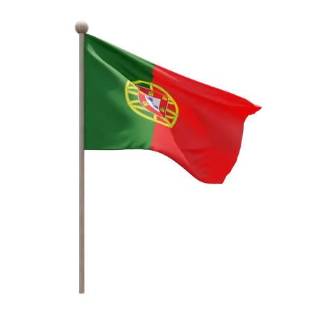 Portugal Flag Pole 3D Illustration