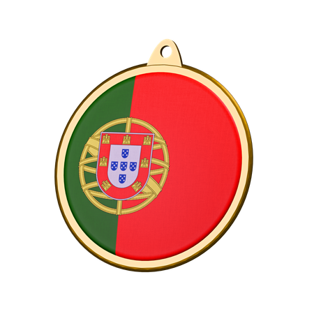 Medaillenabzeichen mit portugiesischer Flagge  3D Icon