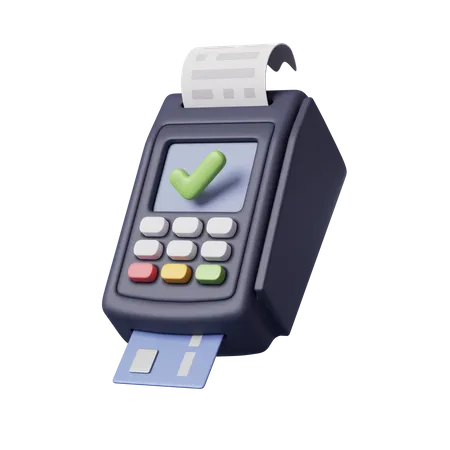 3 D Of Contactless POS Terminal Bank Payment With Bill Receipt 3 D Payment Machine Concept Of Payment Processing 3D Icon