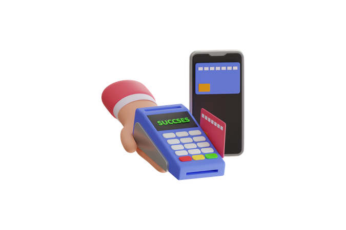 Pos terminal confirms payment by smartphone  3D Icon