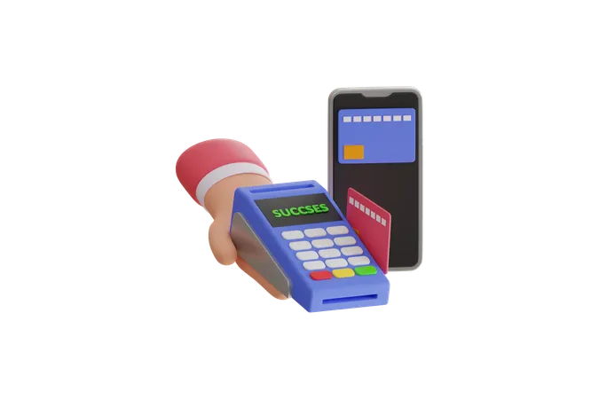 Pos terminal confirms payment by smartphone  3D Icon