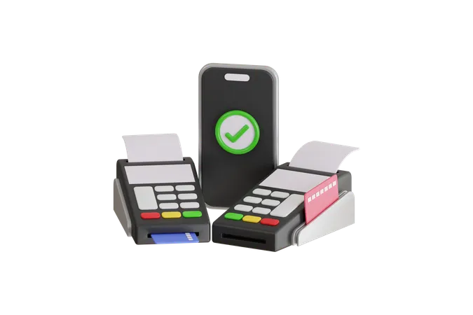 POS Terminal For Payment With Debit Card Debit Card Inserted In The EDC Machine EDC Machine 3 D Illustration 3D Icon