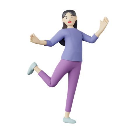 Pose alegre femenina casual  3D Illustration