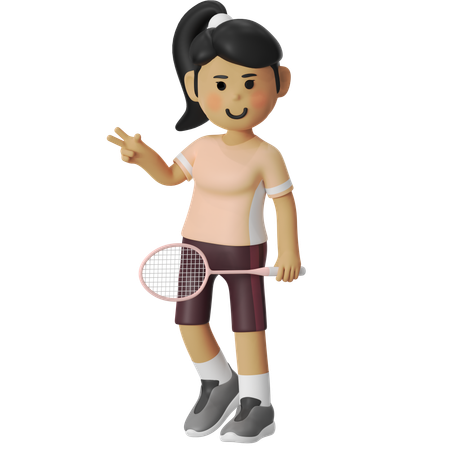 Pose de fille de badminton  3D Icon