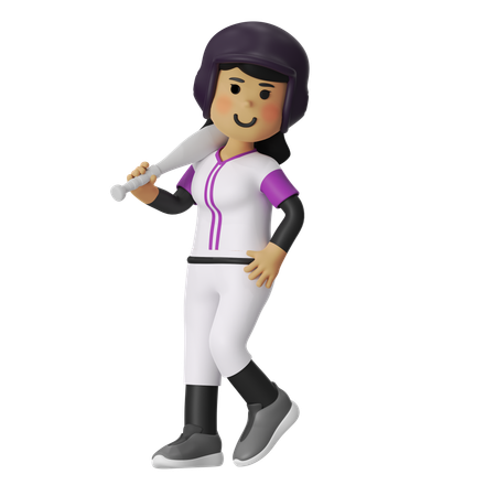 Pose Baseballspieler Mädchen  3D Icon