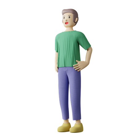 Hombre casual con las manos en la cintura pose  3D Illustration