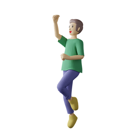 Pose casual de salto de pessoa  3D Icon
