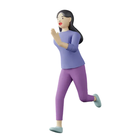 Pose casual femenina corriendo  3D Illustration