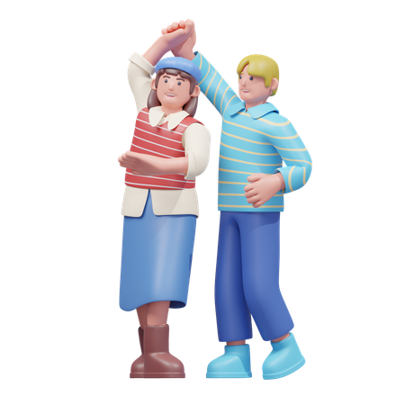 Pose de baile alegre  3D Icon