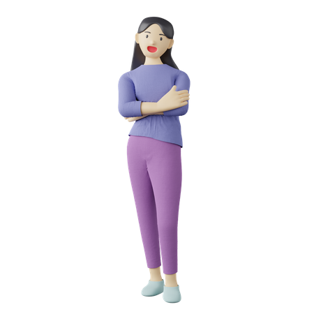 Postura casual de brazos cruzados femeninos  3D Illustration