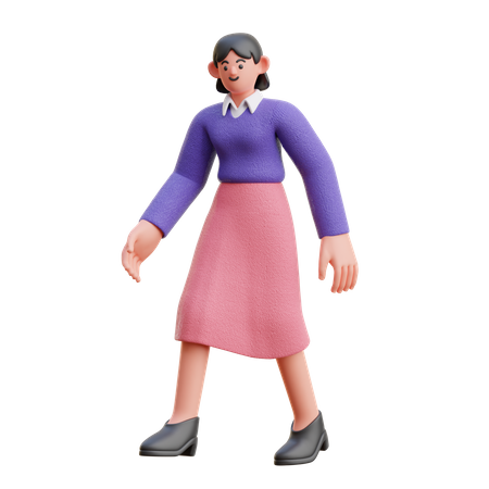 Pose de caminhada feminina  3D Illustration