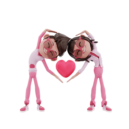 Casal Valentin fazendo pose de amor  3D Illustration