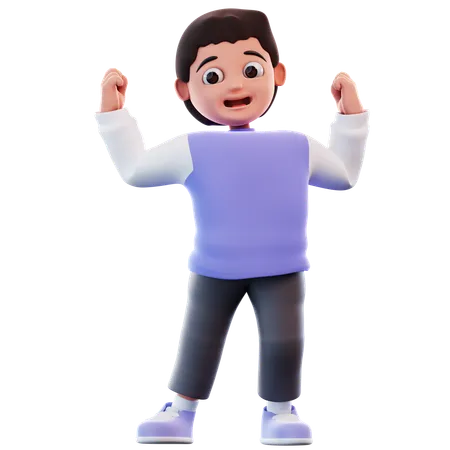 Pose de chico fuerte  3D Illustration