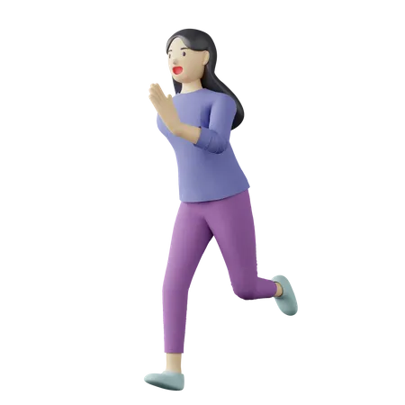 Pose de course féminine décontractée  3D Illustration